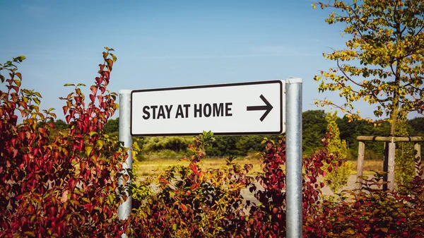 Street Sign Way Stay Home — Stock Photo, Image