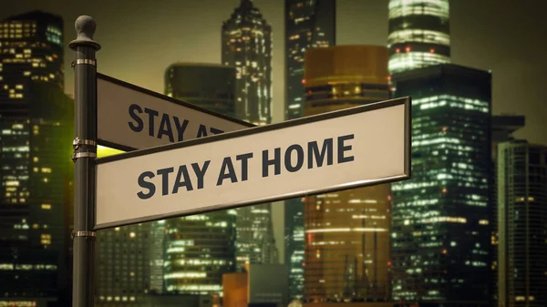 Street Sign Way Stay Home — Stock fotografie