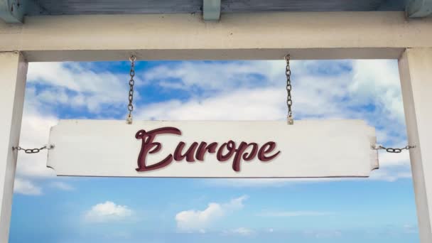 Улица Обозначает Путь Европу — стоковое видео