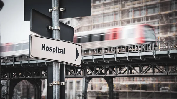 Straat Teken Richtings Route Naar Het Ziekenhuis — Stockfoto