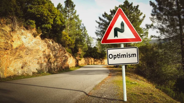 Ulica Podpisz Drogę Kierunku Optymizmu — Zdjęcie stockowe