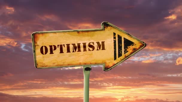 Street Sign Vägen Till Optimism — Stockvideo