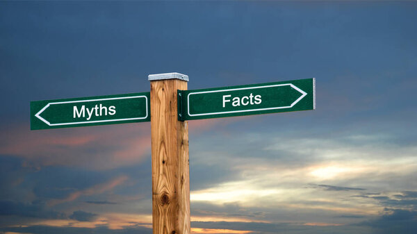 Street Sign the Direction Way to Facts versus Myths