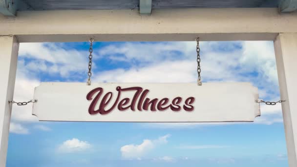 Straat Teken Weg Naar Wellness — Stockvideo