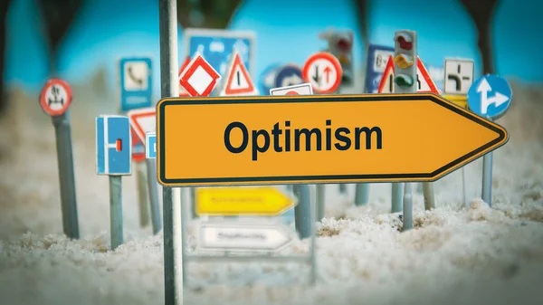 Street Sign Camino Dirección Hacia Optimismo — Foto de Stock