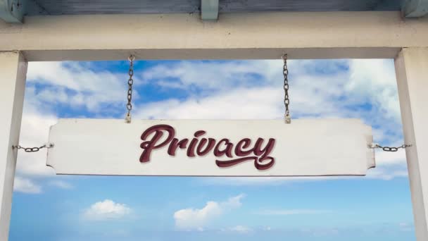 Street Sign Weg Naar Privacy — Stockvideo