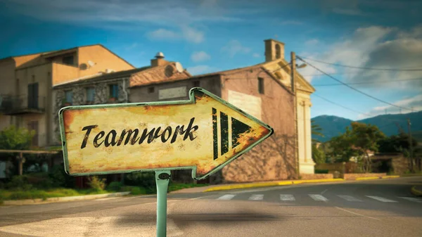 Street Sign Direction Way Teamwork — Stock Photo, Image