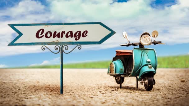 Jalan Sign Way Courage — Stok Video