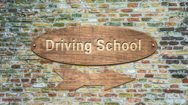 Straat Teken Richting Weg Naar Rijschool — Stockfoto