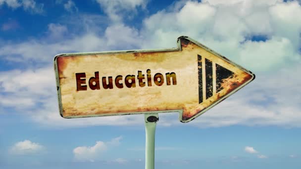Rua Assine Caminho Para Educação — Vídeo de Stock