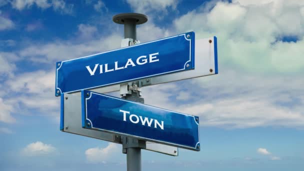 Street Sign Way Village Town — Stock Video