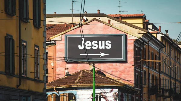 Ulica Podpisz Drogę Kierunku Jezusa — Zdjęcie stockowe