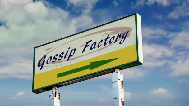 Street Sign Way Gossip Factory — Stockvideo