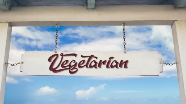 Señal Calle Camino Vegetariana — Vídeos de Stock