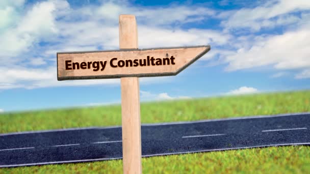 Street Sign Way Energy Consultant — Stock Video