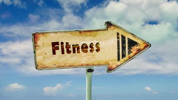 Street Sign Weg Naar Fitness — Stockvideo