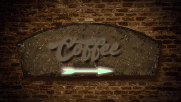 Straßenschild Weist Den Weg Zum Kaffee — Stockvideo