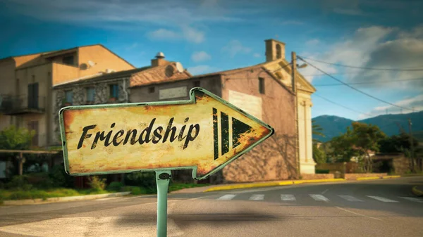 Straßenschild Weist Den Weg Zur Freundschaft — Stockfoto