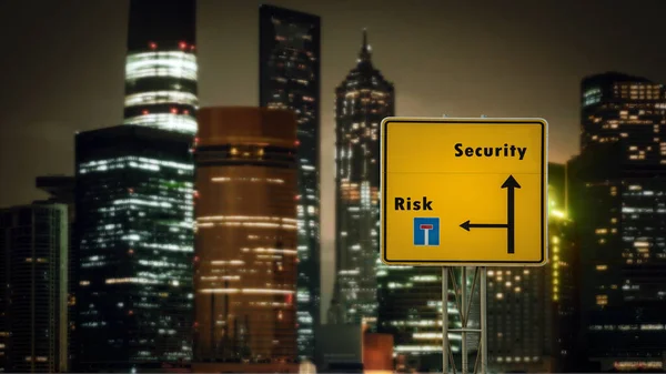 Straat Teken Richting Van Beveiliging Risico — Stockfoto