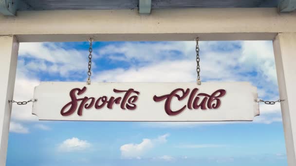 Street Sign Way Sports Club — Stockvideo
