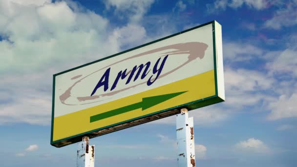Straßenschild Weist Weg Zur Armee — Stockvideo