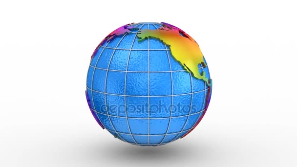 El mapa del mundo se convierte en un globo — Vídeo de stock