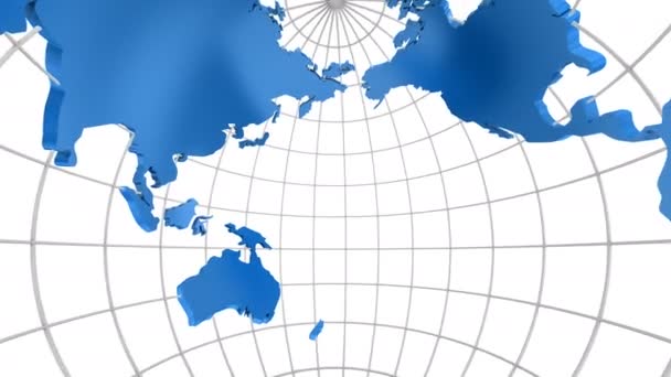 Kaart van de wereld verandert in een wereldbol. Een kijkje in — Stockvideo