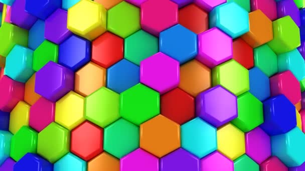 アニメーションの色の六角形 — ストック動画