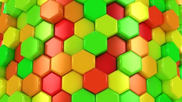 Hexagones de colores animados — Vídeos de Stock