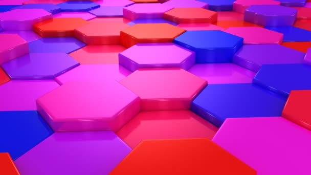 Анімовані кольорові шестикутників — стокове відео