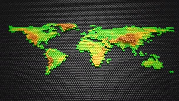 Шестиугольники образуют карту мира — стоковое видео