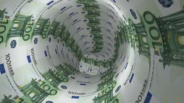 Cámara se mueve en túnel de euros — Vídeo de stock