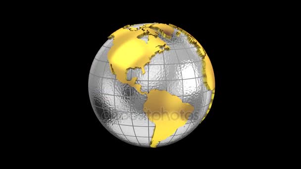 地球に世界地図を回す — ストック動画