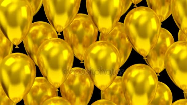 Balloons Flying Black Background Loop Created Alpha Matte Animation — Stock Video