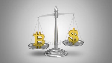 Bitcoin fiyatına değiştirin. Gri arka plan, 3 in 1, Alfa mat, döngü, 4 k, oluşturulan 3d animasyon