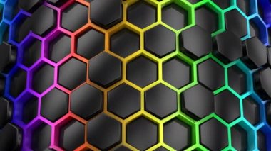 Altıgen yanarak bahislerin doğru kökenli. Arka plan, loop, 4 k, oluşturulan 3d animasyon