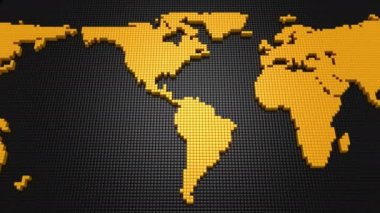 Küpleri Earth bir harita oluşturdu. Siyah arka plan, döngü, 4 1, 4 k, oluşturulan 3d animasyon
