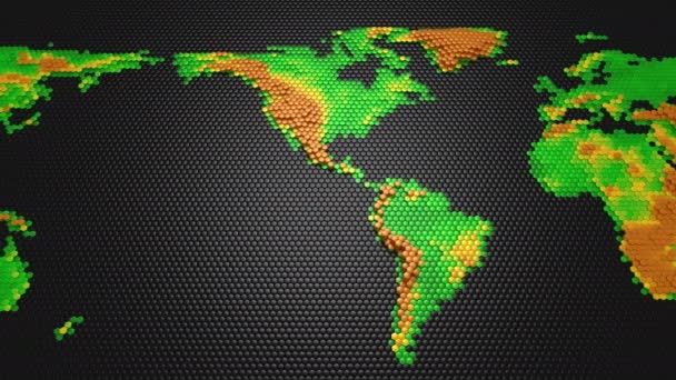 Šestiúhelníky Tvoří Plastická Mapa Země Černé Pozadí Smyčky Vytvořené Animace — Stock video