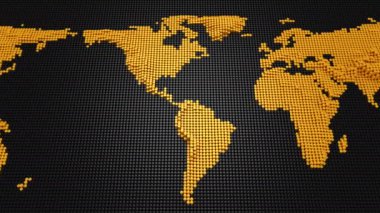 Silindir Earth bir kabartma harita kurdu. Siyah arka plan, döngü, 4 1, 4 k, oluşturulan 3d animasyon