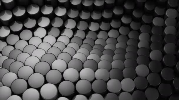 Des cylindres ont formé une vague. Fond abstrait, boucle 2 en 1, créé en 4K, animation 3d 