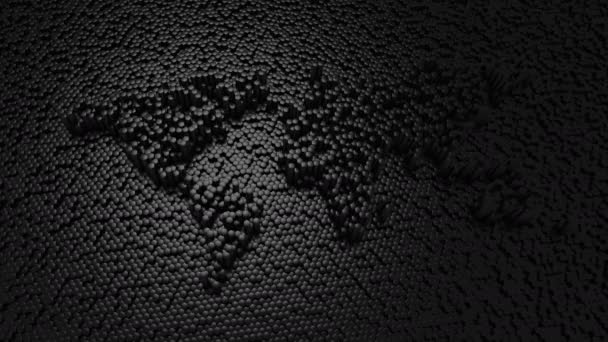 Hexagons Formed World Map Black Background Loop 151 450 Frames — Stock Video