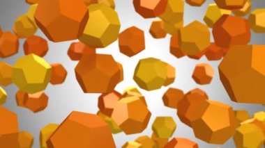 Dodecahedronların geçmişi. Gri arkaplan, 2 'de 1, döngü, 4k, 3d animasyonda oluşturuldu