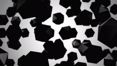 Icosahedronların geçmişi. Gri arkaplan, 2 'de 1, döngü, 4k, 3d animasyonda oluşturuldu