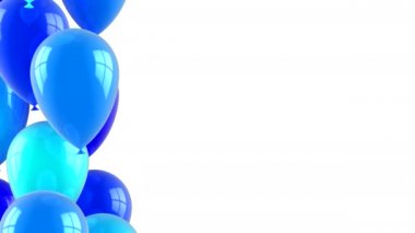 Balonlar uçuyor. Beyaz arkaplan, döngü (151-600 kare), 2 in 1, oluşturulan 4k, 3d animasyon