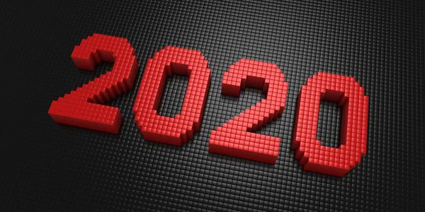 Dozen Vormen Het Nummer 2020 Zwarte Achtergrond Weergave — Stockfoto