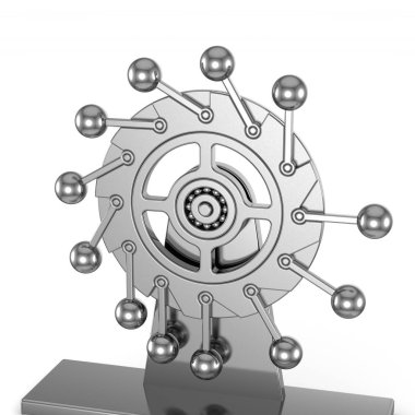 Daimi Hareket Makinesi. Beyaz arkaplan, 3d görüntüleme