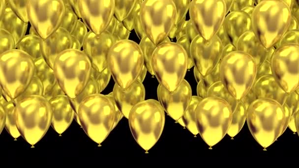 Μπαλόνια Πετούν Πάνω Μαύρο Φόντο Άλφα Ματ Απόδοση Ανάλυση — Αρχείο Βίντεο