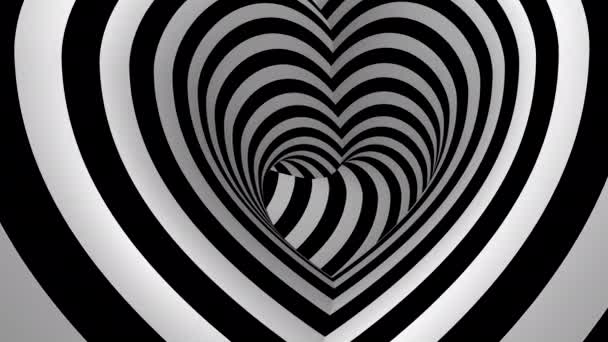 Le tunnel intérieur en forme de cœur. Fond abstrait, boucle, créé en 4K, animation 3d 