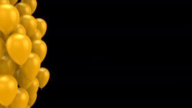 Balonlar uçuyor. Tatil arkaplanı, döngü (301-600 kare), 2 in 1, 3d görüntüleme, 4k çözünürlük