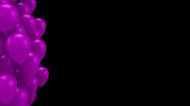 Balonlar uçuyor. Tatil arkaplanı, döngü (301-600 kare), 2 in 1, 3d görüntüleme, 4k çözünürlük